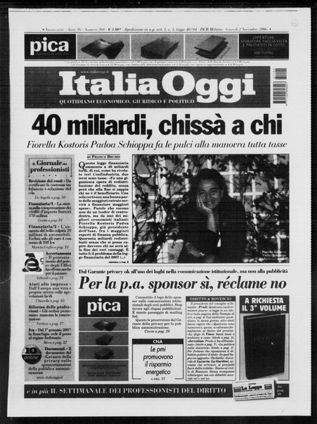 Italia oggi : quotidiano di economia finanza e politica